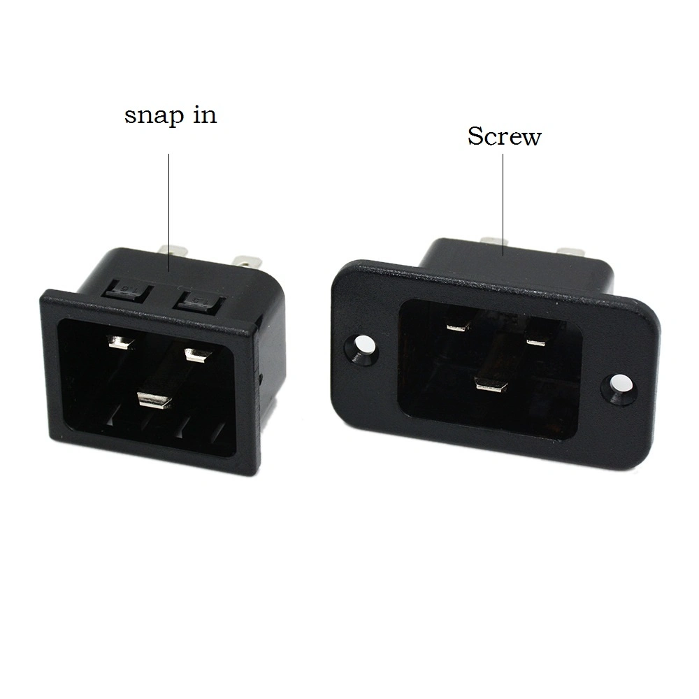 250V 16A IEC320 C20 3 Pin Inlet Connectors with Panel Mounting Hole for PDU Male Socket