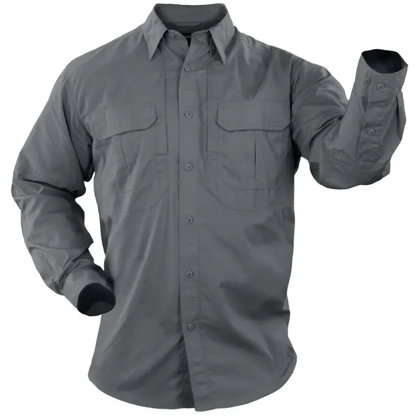 Langarm-Shirt Aus Reiner Farbe Für Outdoor-Sport-Rip-Stop-Bekleidung Herstellung Von Kundenspezifischen Uniform