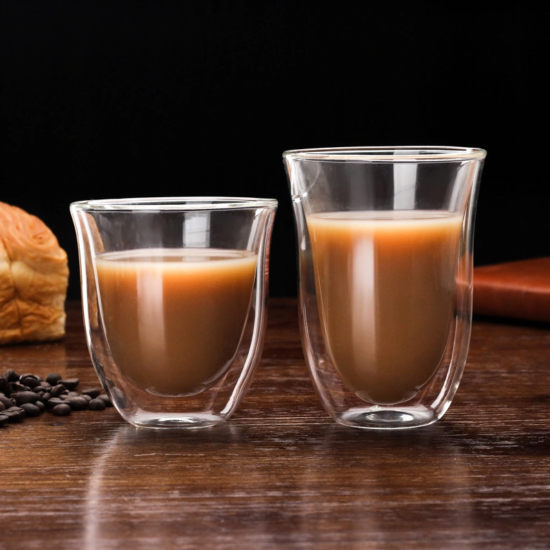 Hot Selling 200ml 250ml Double Wall Borosilicate Glass Coffee Cup