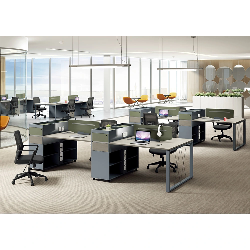 Office Computer Desk 2 4 6 Person Wood Workstation Cubicle Partition Open Space Staff Work Station Desk Table