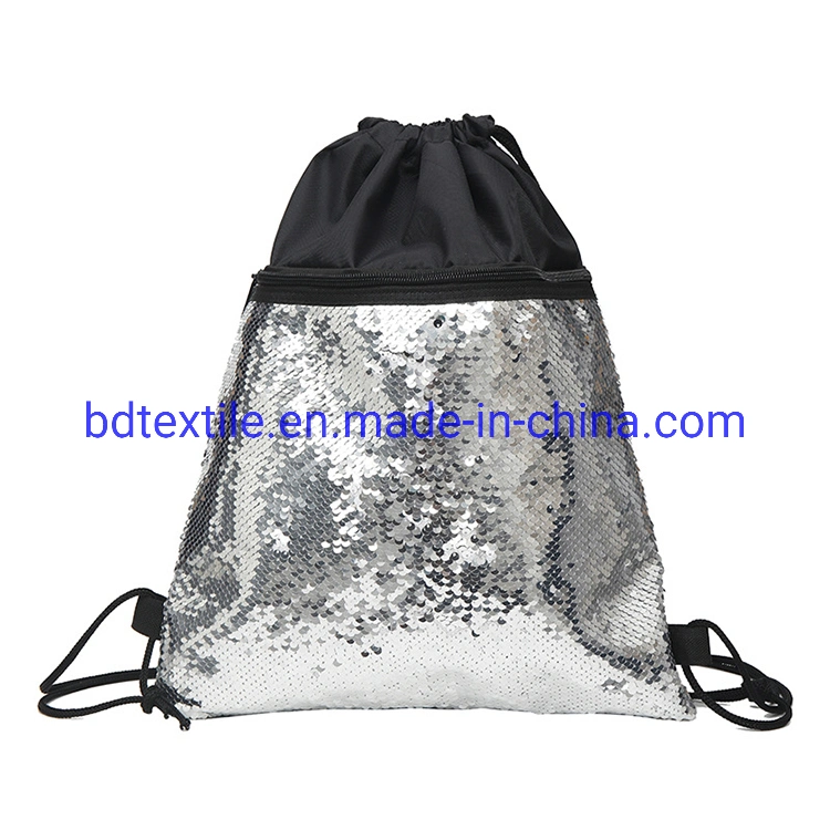 Mermaid Sequin Glittering Outdoor Shoulder Magic Colorful Reversible Glitter Drawstring Backpack Bag