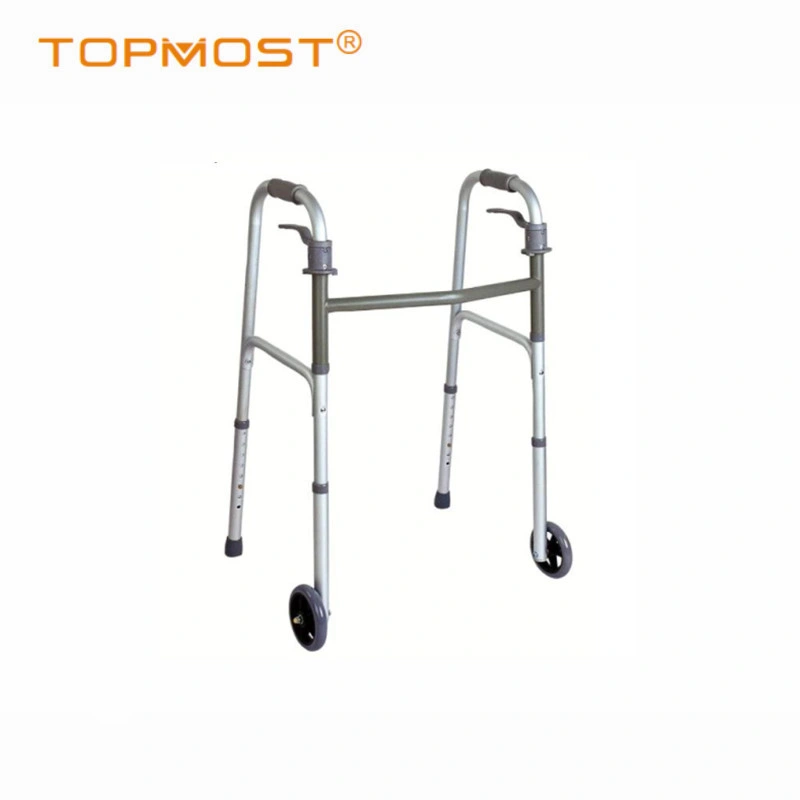 Manual Adjustable Height Light Folding Walker Mobility Walker Rollator with Seat