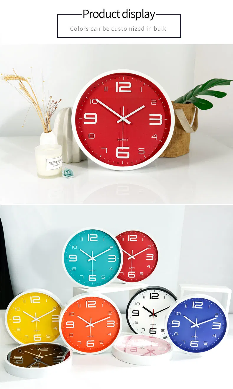 OEM Home Decorative Promotional Gifts Clocks Simple Round 12 Inch 3D Wall Clock