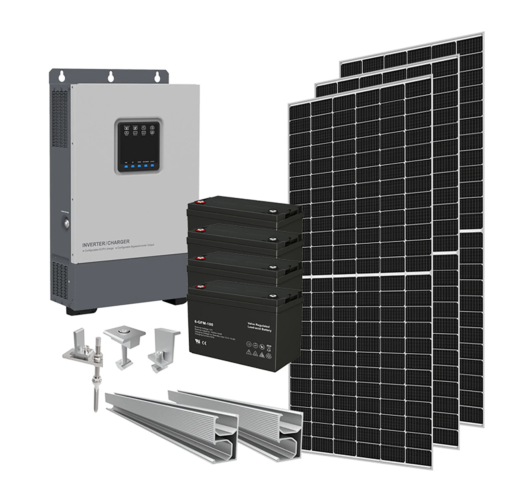 2KW 3KW 5 KW de energia solar de Suporte do Sistema de Bateria de lítio ou bateria menos Solar híbrido do Sistema do Painel de Controlo Remoto para o Sistema Doméstico