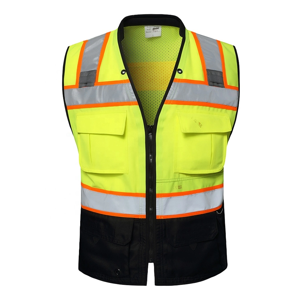 Safety Class 2 Surveyors Yellow Hi Vis Vest Reflective ANSI Two Tone Security Running Hi Vis Vest