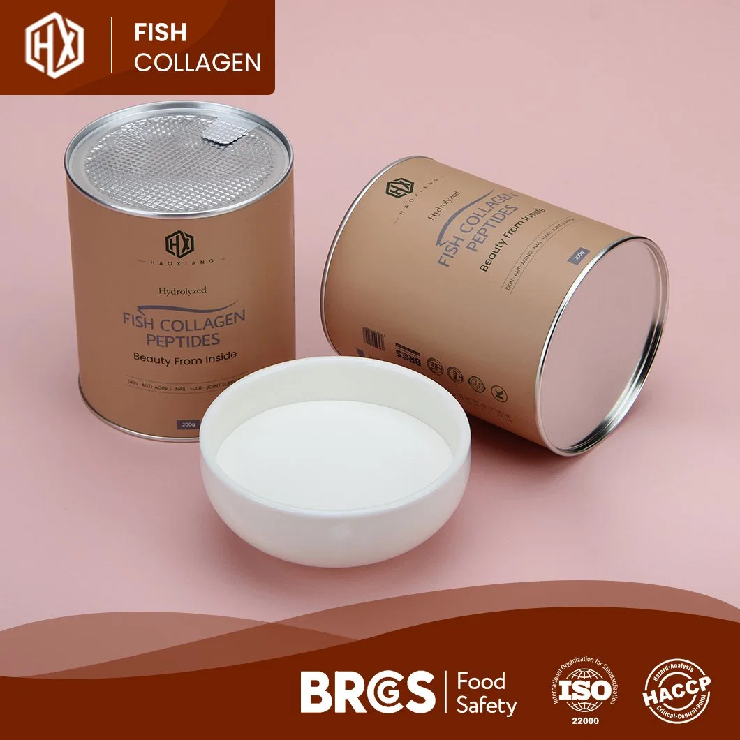 Haoxiang Hochwertige Natürliche Tilapia Skala &amp; Marine Kollagen Puderfrei Probe Marine Tilapia Scale Beauty Skin China Collagen Peptid Powder Kapseln