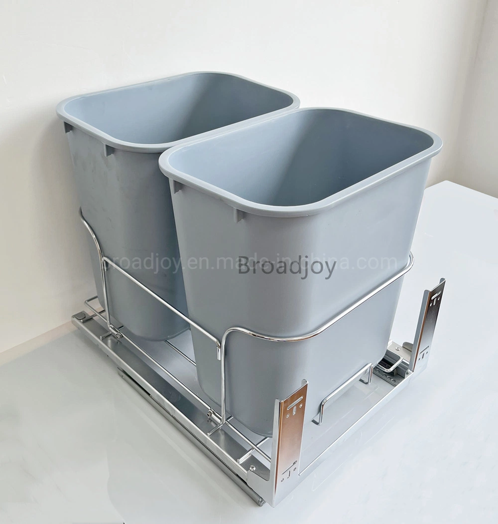 Pull out Kitchen Waste Bin Soft Close Dustbin Connected with Door Garbage Waste Container Built in Cabinet