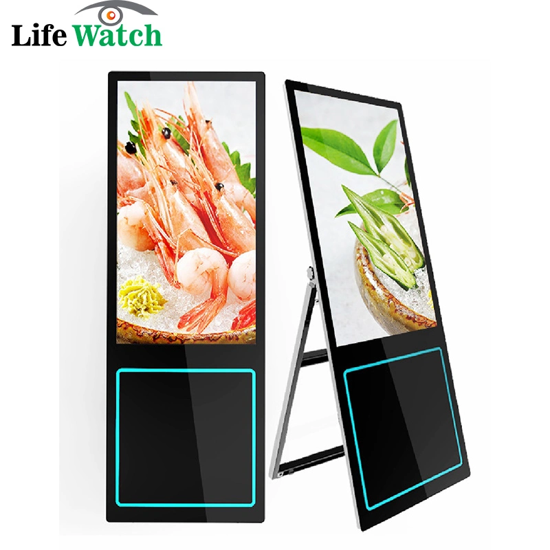 New Sales Prmotion Indoor Built-in LED Lamp Strip 55-Inch Indoor Foldable Portable LCD Digital Signage Kiosk Display