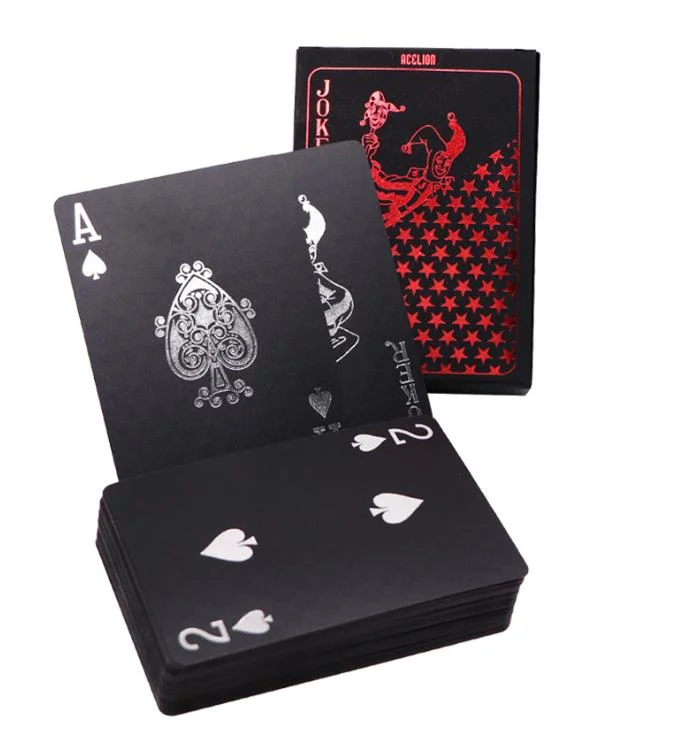 High quality/High cost performance  Black Luxury Board Game Recreation Plastic PVC Poker Playing Cards