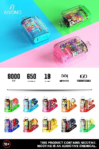 Orginal Aivono Brand Factory Aim XXL 9000 Puffs 10 Flavors 18ml Adjustable Airflow Quick Charge Disposable/Chargeable vape