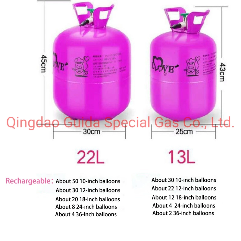 CE DOT Kgs-zertifiziertes Niederdruck-Heliumgas 18bar 13,4L Heliumtank für Ballonfüllung