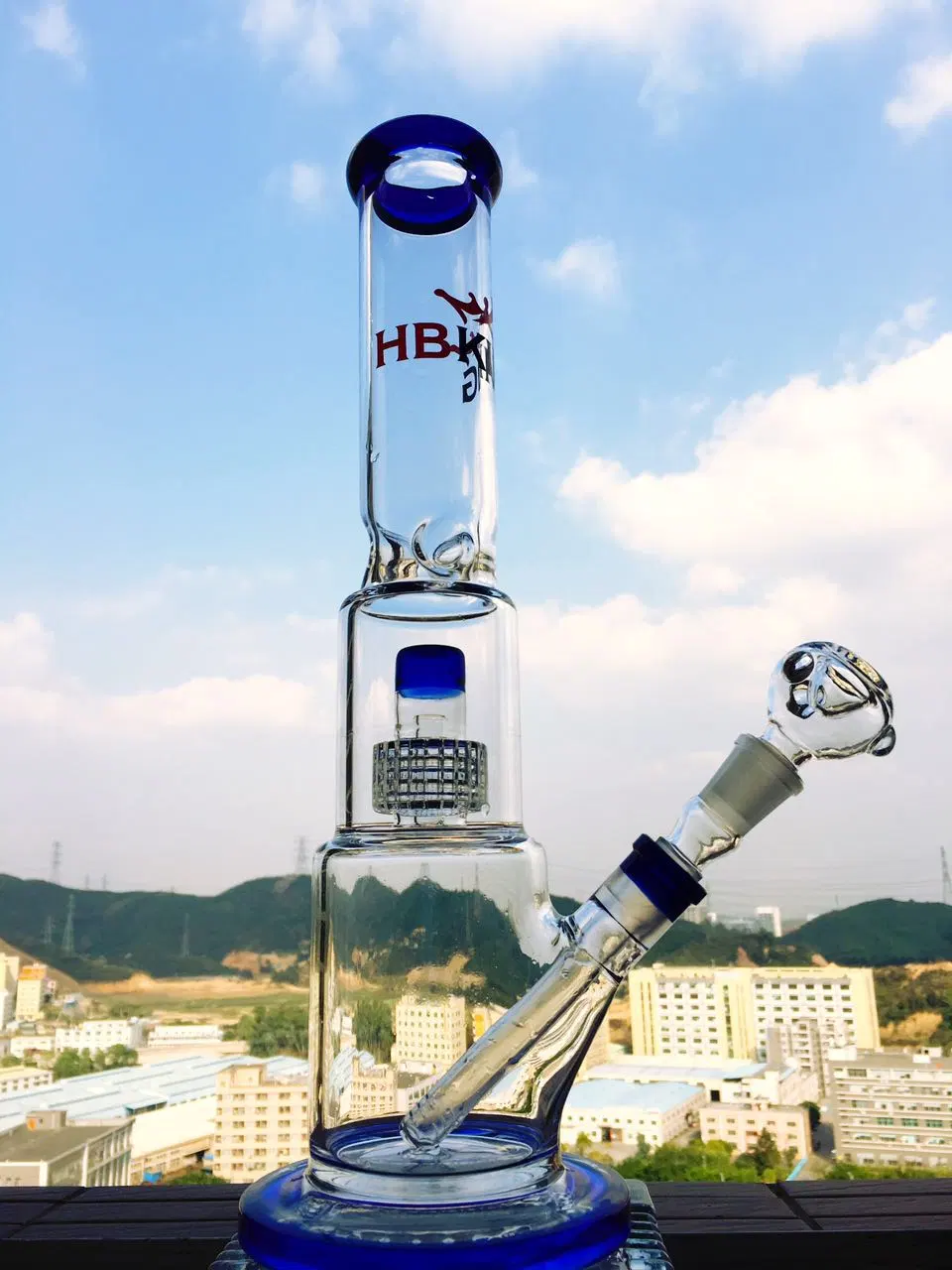 Birdcage and Showerhead Perc Glass Water Pipe with Stem