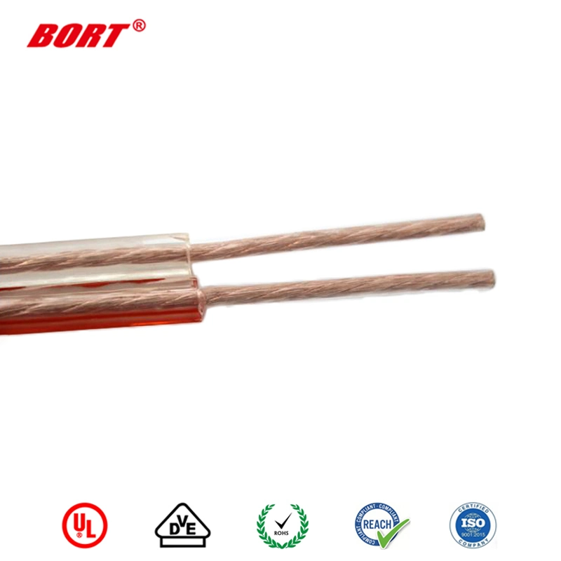 ISO9001 RoHS Compliant Transparent Two Core Speaker Cable