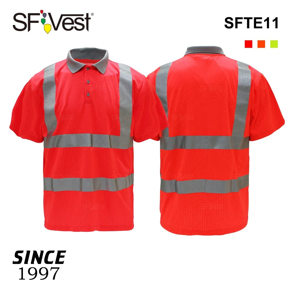 Hi Vis Reflective Safety T Shirt Short Sleeve Polo Work Wear