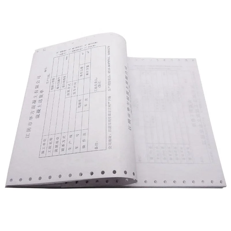 Customized Wood Pulp NCR Carbonless Paper Office Invoice Computer 2-3 Ply Continuous Printing Paper