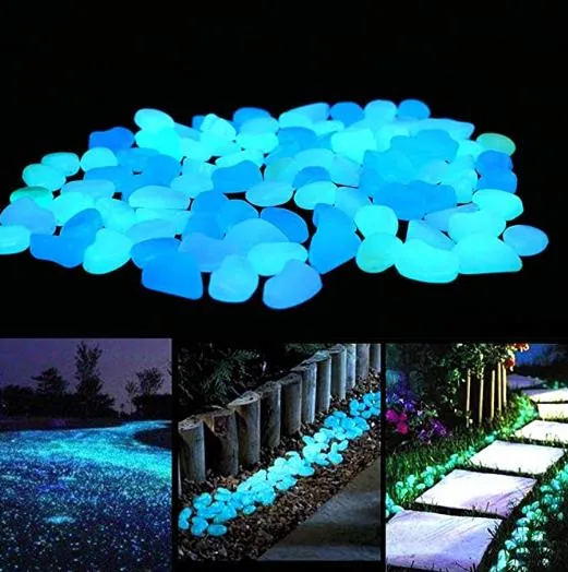 Galets lumineux pierres phosphorescentes décor extérieur, roches luminescentes pour jardin Pond Path Lawn Yard, roches phosphorescentes alimentées par lumière ou solaire