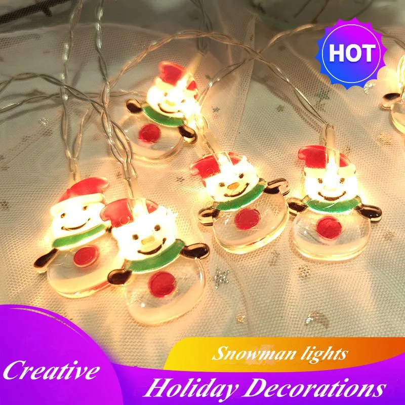 Mayorista de la fábrica de la cadena de luces LED de decoración de Navidad muñeco de nieve cadena creativa