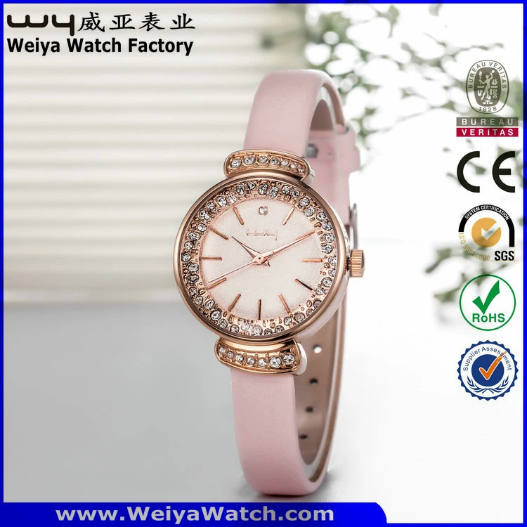 ODM Casual Fashion Leather Strap Quartz Ladies Wrist Watch (Wy-084B)