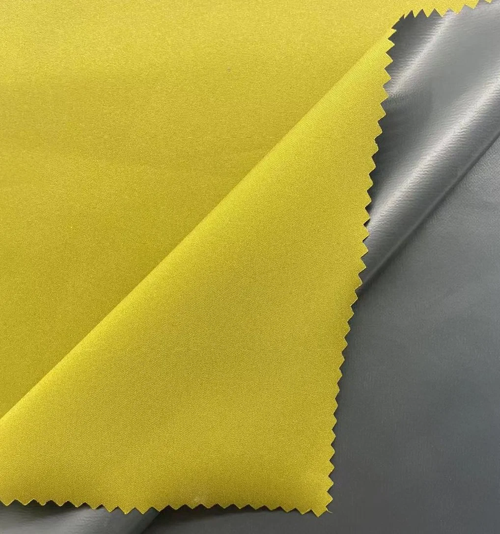 100% Polyester High Elasticity Semi-Dull Water Resistance Fabric with TPU Black Membrane for Trench Coat