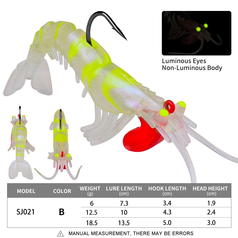 Lure Bait with Lead Hook Luminous Shrimp Five Section Soft Shrimp, Segmented Shrimp, Bait Lure Soft Bait