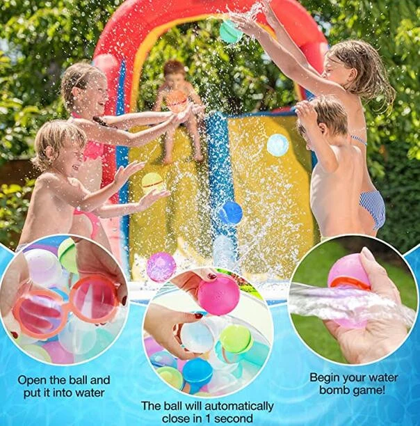 Reusable Water Bomb Balloons, Summer Toy Water Toy, Pool Beach Toys for Kids, Outdoor Activities Water Games Toys Self Sealing Water Toy Splash Ball 6 Pack