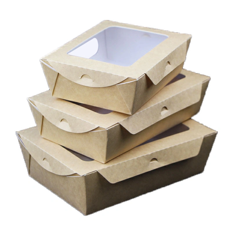 Biodegradable Custom Disposabale Sushi and Salad and Food Packaging Paper Cardboard Box with Visible Window