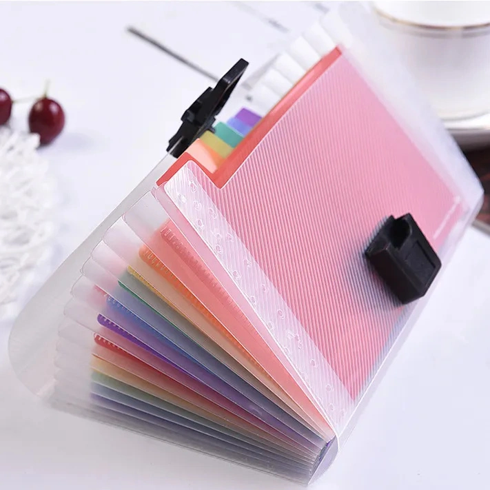 Rainbow Plastic Portable Travel PP Expanding Wallet 13 Pockets Accordion Expanding File