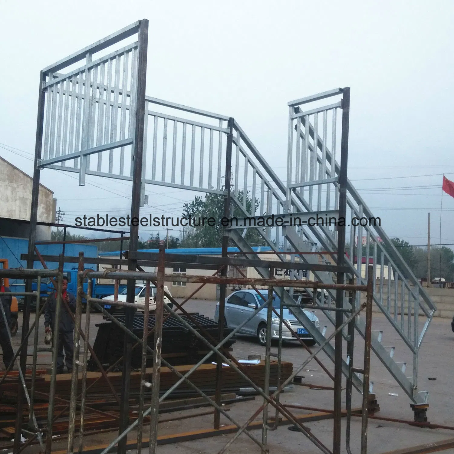 Galvanized Outdoor Steel Structure Metal Fabrication Stair for Sale