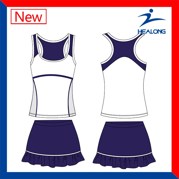 Healong Blue and White Customized Tennis Dresses Skirts Clothes for Women