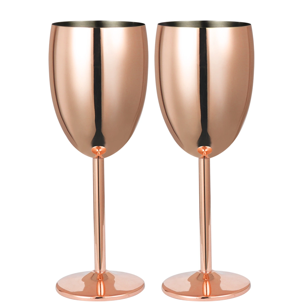 Rose Gold Stainless Steel 260ml Metal Christmas Glass 2-Piece Set Goblet Wine Glass Set