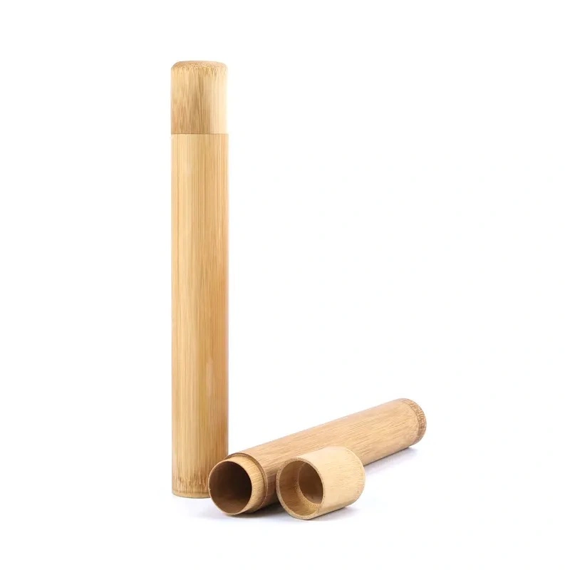 Hot Selling Natural Bamboo Tube Packaging Bamboo Toothbrush Case with OEM Logo