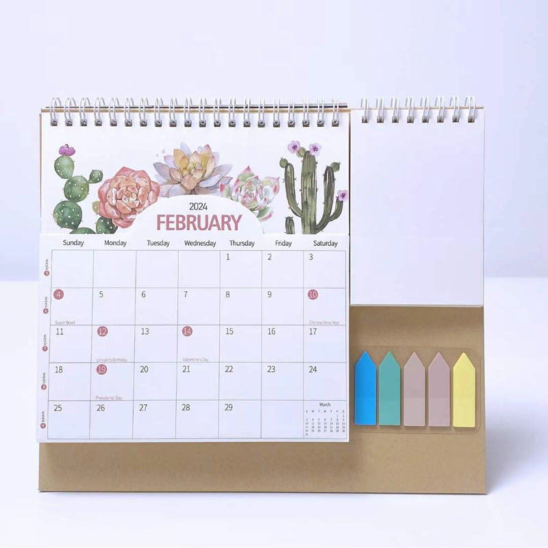 2024 Kreativer einfacher Schreibtisch Schreibtisch Kalender Kalender mit Sticky Notizen Können Logo Hinzufügen