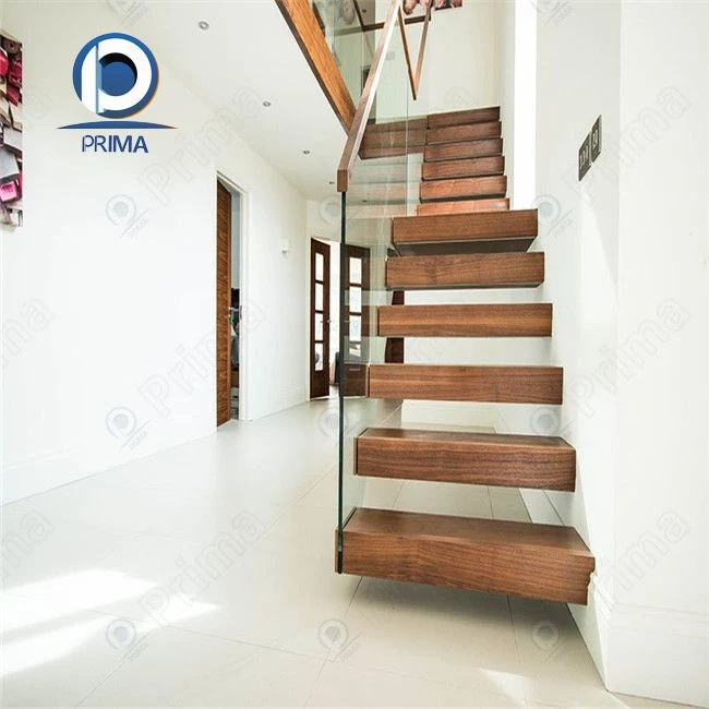 Prima Luxury Hotel Commercial Curved Steel/Wood/Glass/Marble Staircase Metals Stairs with LED Light