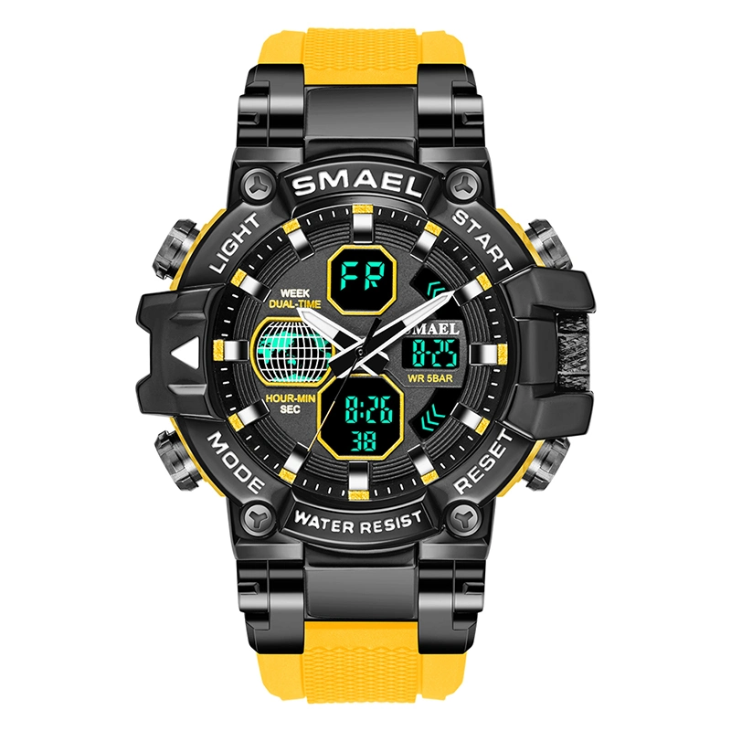 Relógio Smael para mulher Relógio de pulso Sport 50m Relógio impermeável Relógio analógico Relógios digitais macho 8027 Mens Watches Digital