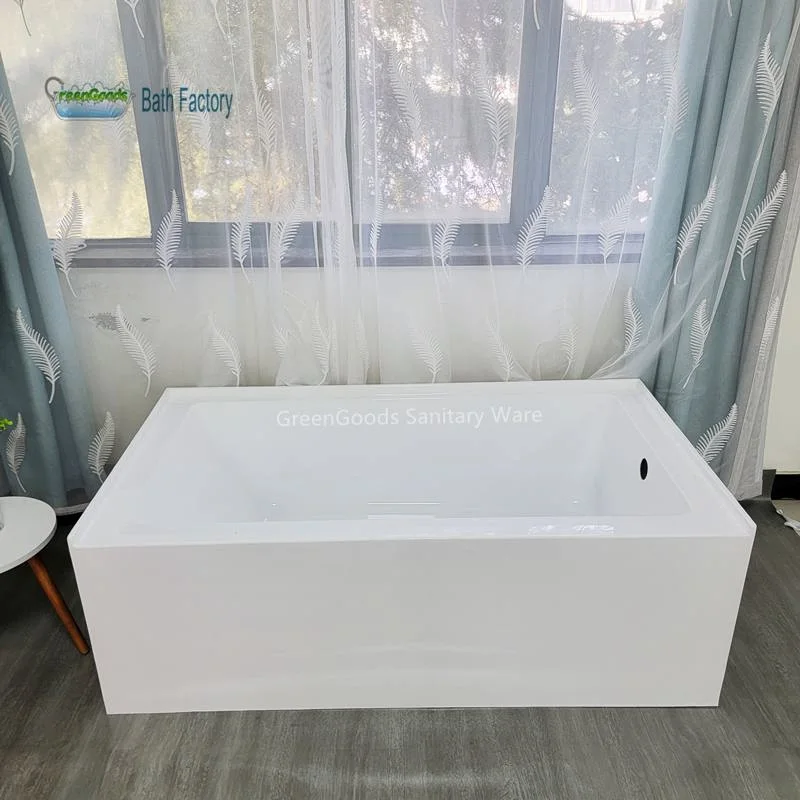 CE Factory Bathroom Used Shower Combo China Single White Acrylic Rectangle Hot Deep Soaking Dropin Bathtub in Floor