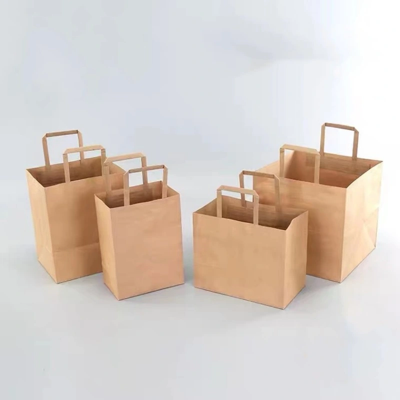 Custom Printed Logo White Brown Kraft Gift Craft Shopping Paper Bag