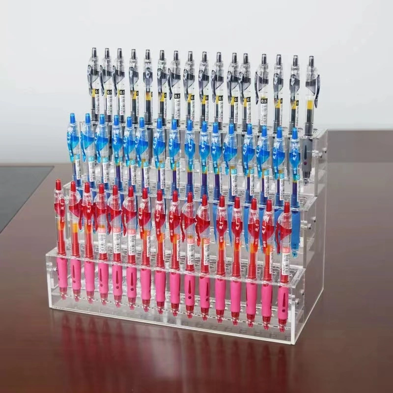 Sz Customized Transparent Multi-Layer Acrylic Ballpoint Pen/Marker Pen Storage and Display Rack for Stationery Shop