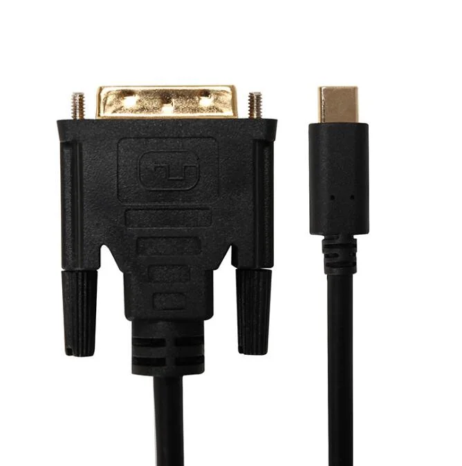 Chapado en oro de puertos USB Tipo C a DVI Cable Adaptador macho a macho