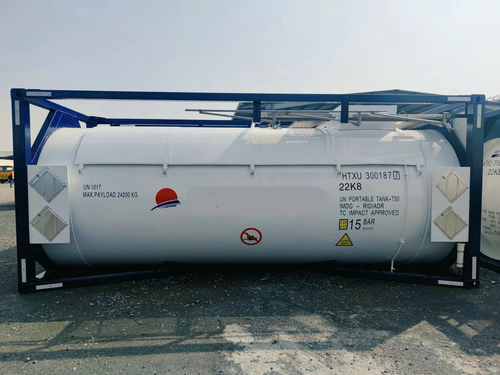 20kl T50 ASME Standard 20FT Liquid Chlorine Storage ISO Tank Container with BV Certificate and ASME U2 Stamp