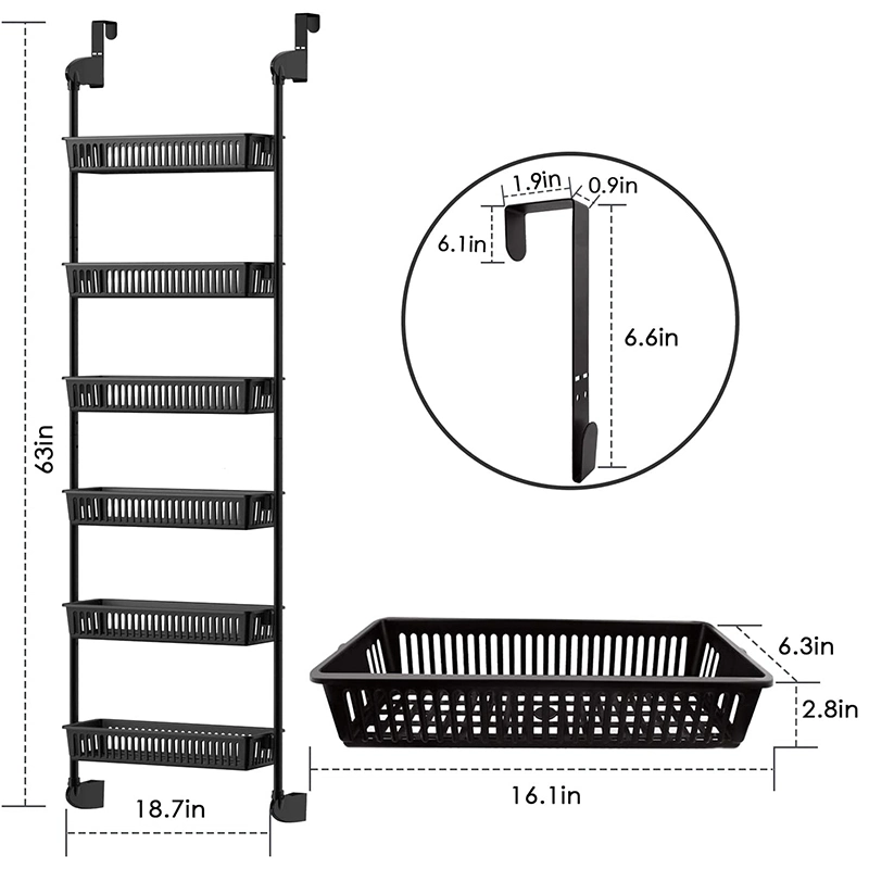 Jh-Mech de haute qualité 8-tier en acier au carbone au cours de la porte Pantry Rack de l'organiseur