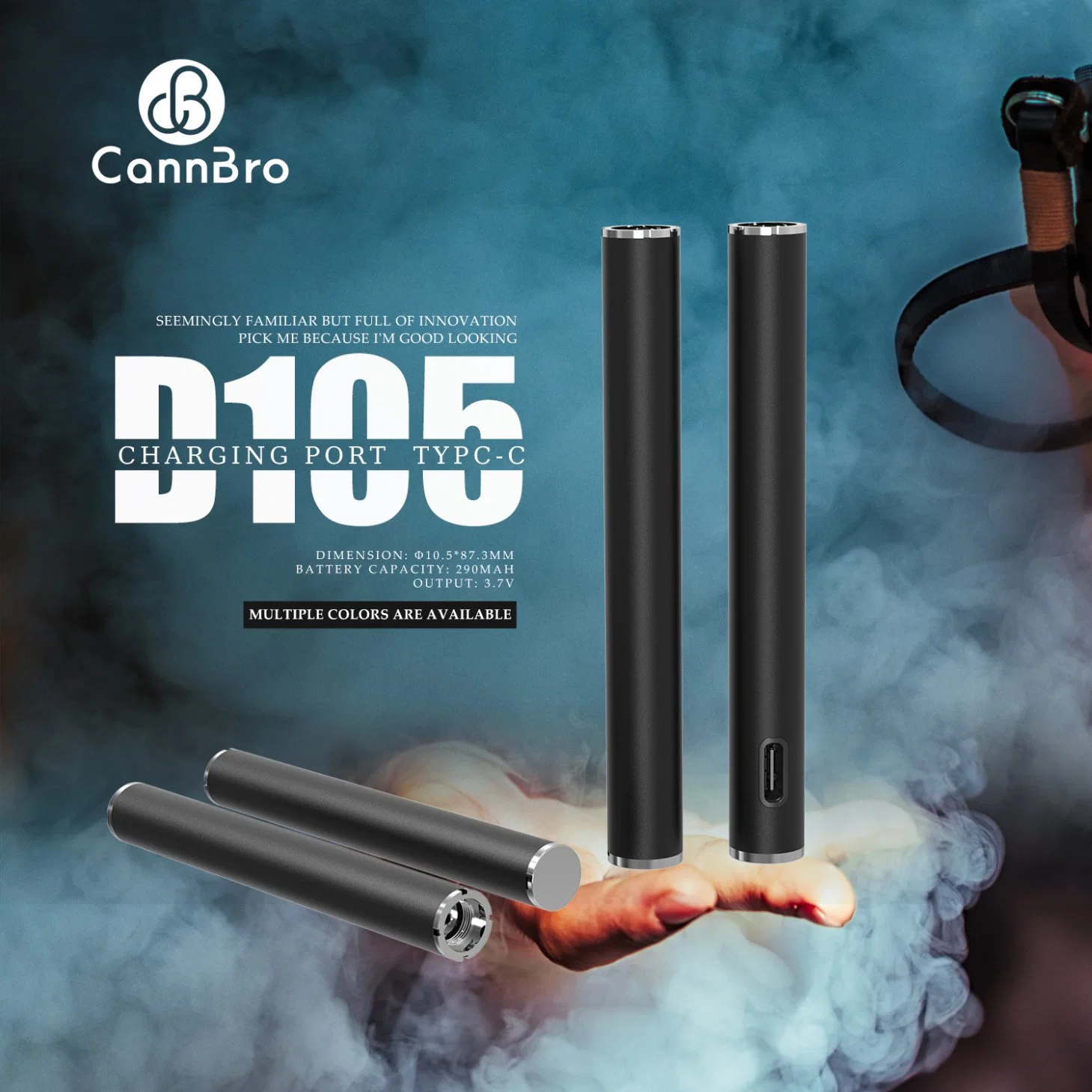 New Arrival Bar Shape Vape Pen Battery 290mAh Cannbro 510 Thread Battery with Type C Charging Port