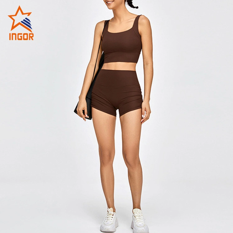 Ingor Sportwear Private Label activewear OEM ODM Custom Women Gym Наденьте спортивное бра и шорты для байкеров Спортивная одежда для тренировок