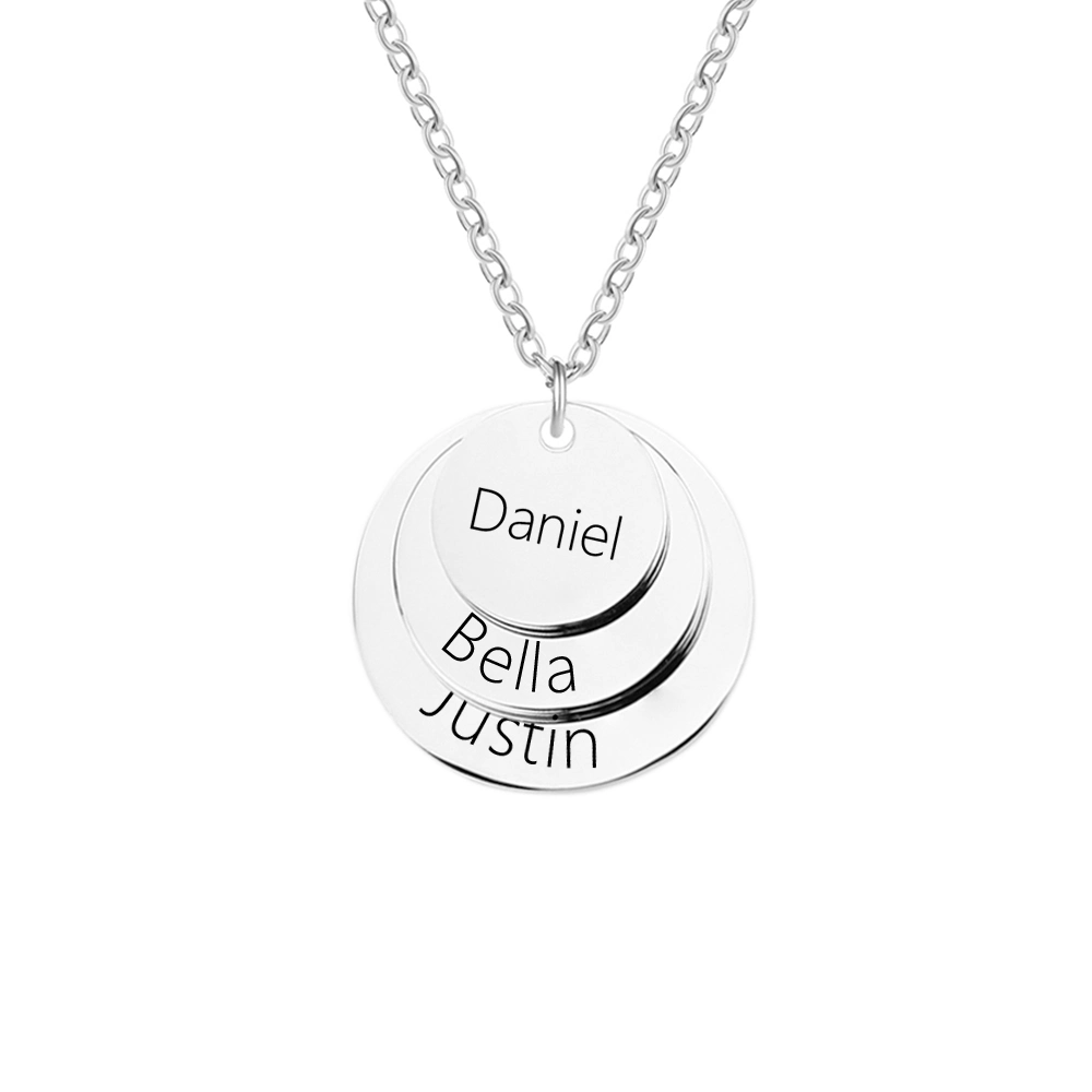 Three Discs Personalized Necklace Engraved Photo Christmas Custom Promotion Gift