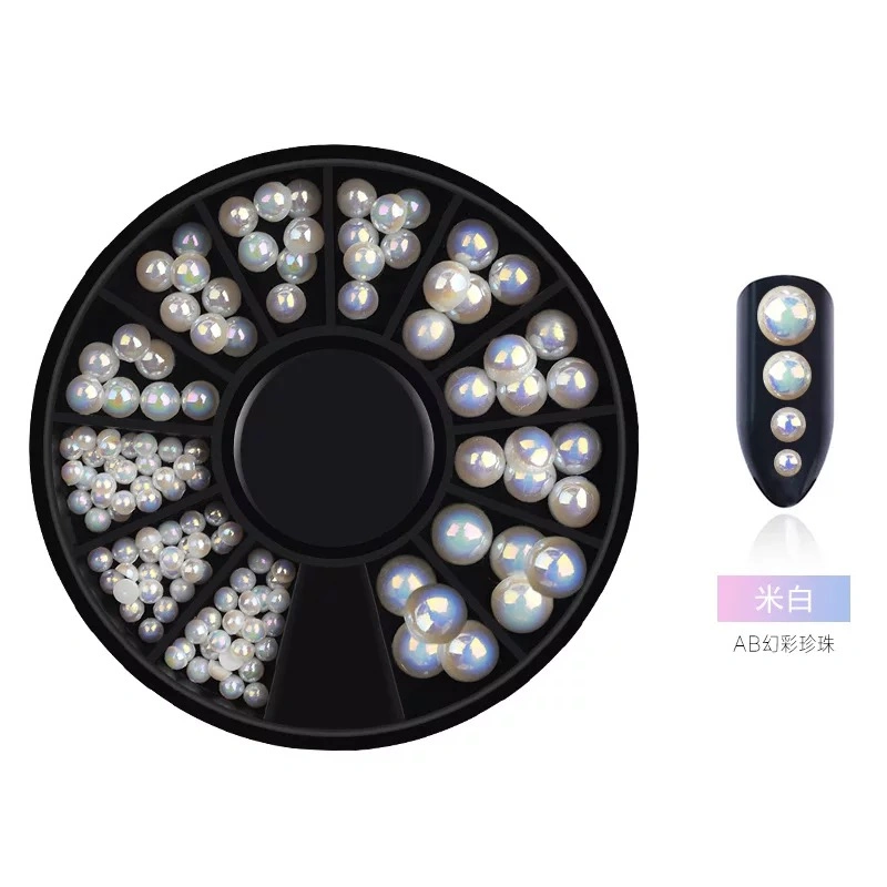 3D Mix-Size Flat Back Ab Color Pearl Nail Art Decorations