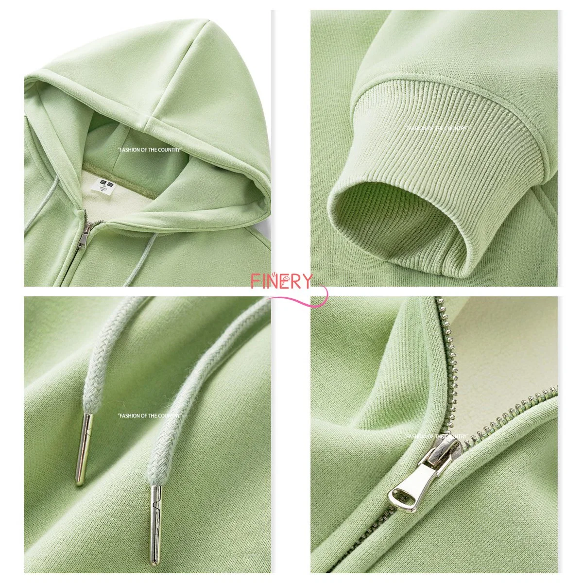 Women′ S تربع على 430GSM Fleece الوزن الثقيل الوزن المخصص الشعار Zip Up Floover Hoodie ضخم جدا Unisex StreetWear Coat