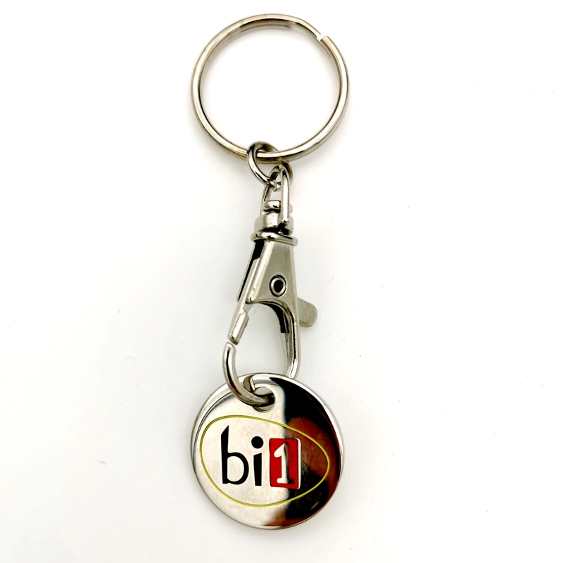 Manufacturer Promotional Zinc Alloy Metal Supermarket Trolley Shopping Tag Coin Keychain