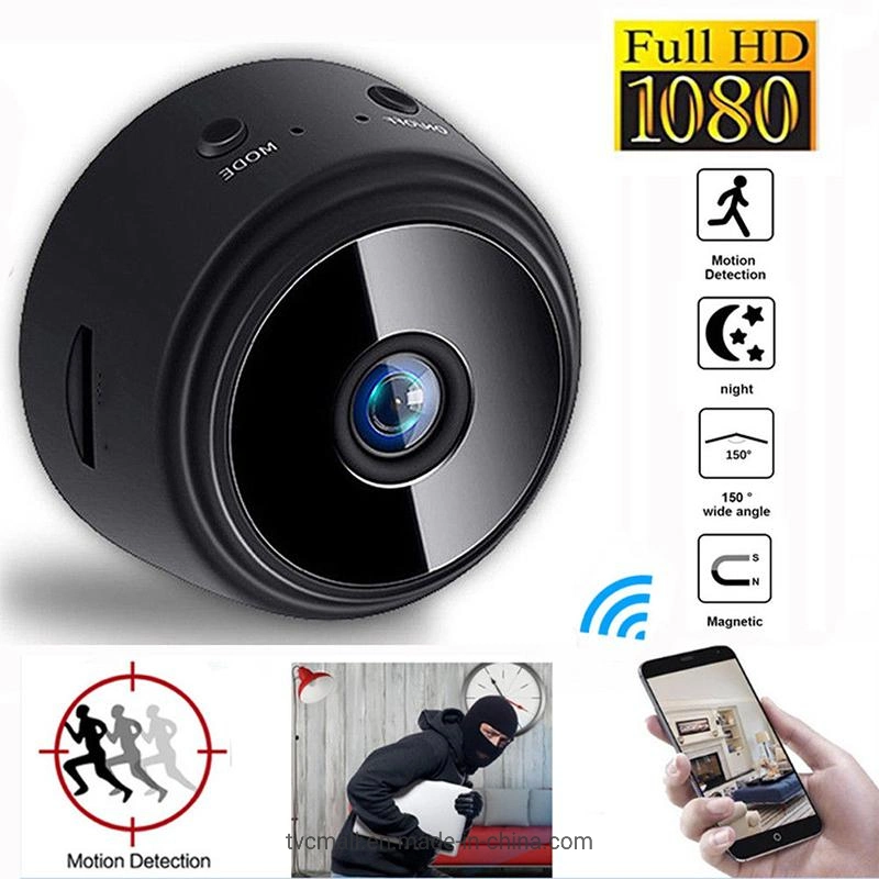 Mini cámara IP Wireless WiFi de Vigilancia de seguridad Home Cam HD 1080P de la cámara de visión nocturna a distancia - Negro