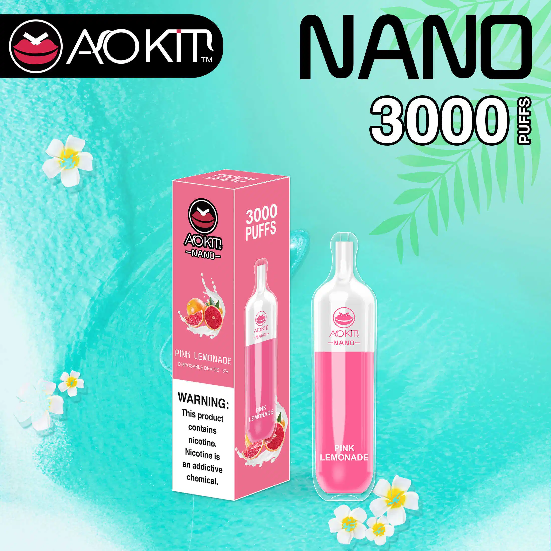 3000puffs Big Puffs Smoking Vape Pen Aokit Nano vape From Aokit Original Factory