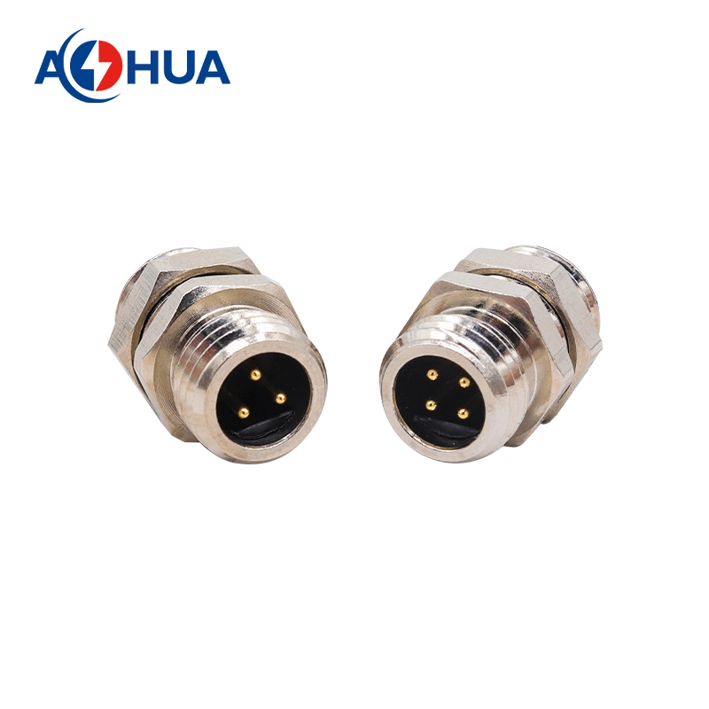 Male Straight Solder Cable Back Mount M8-01 Series Connector 2 3 4 Pin Connector Panel Mounted