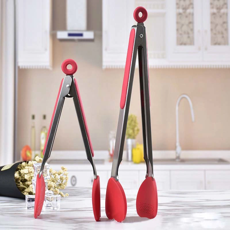 Factory Wholesale/Supplier Silicone Tipped Kitchen and Salad Tongs Stainless Steel Food Tongs with Silicone Grips